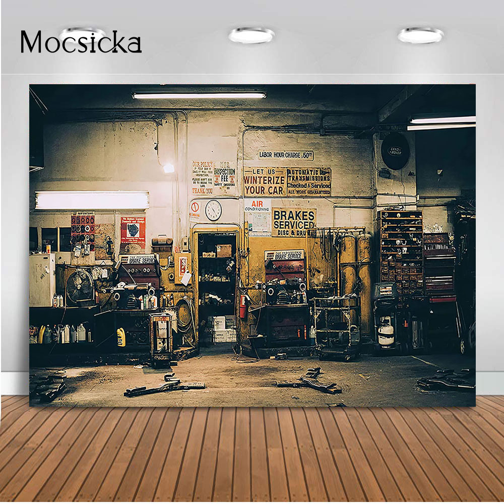 Workshop Tools Background - Retro Car Repairs Backdrop Tool Workshop