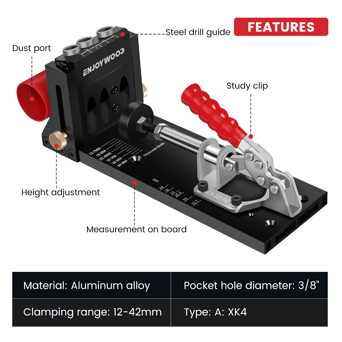 ENJOYWOOD XK4 Woodworking Incl - Pocket Hole Jig ulasan dan harga