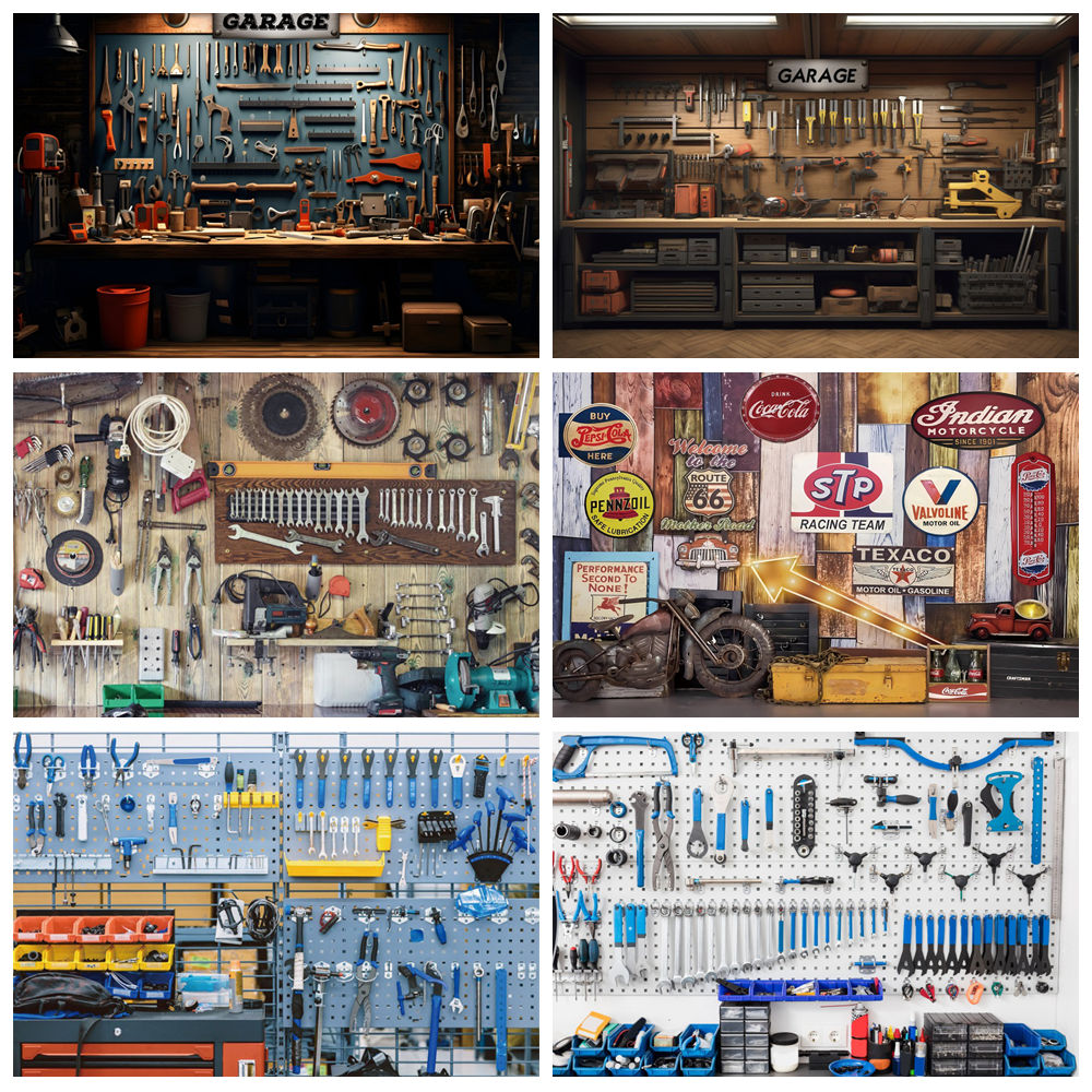 Vintage Garage Backdrop Car Re - Workshop Tools Background ulasan dan harga