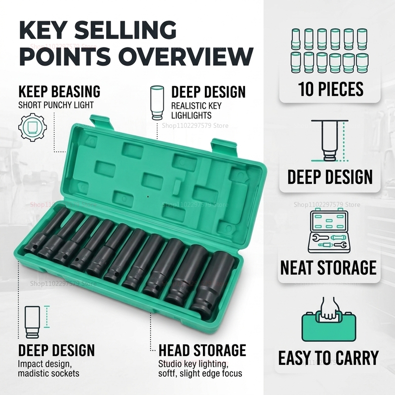 10pcs Socket Wrench Set 8-24mm - Car Workshop Tools Kit ulasan dan harga