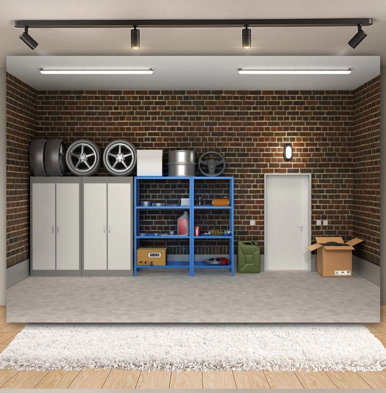Vintage Garage Backdrops Car R - Workshop Tools Background ulasan dan harga