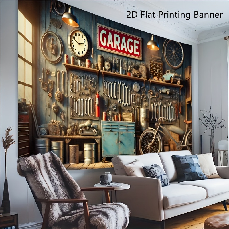 Industrial Garage Backdrop Ban - Workshop Tools Background ulasan dan harga