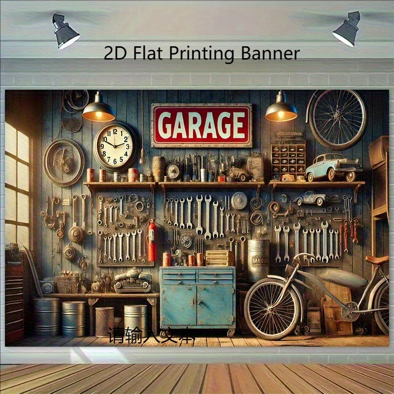 Industrial Garage Backdrop Ban - Workshop Tools Background ulasan dan harga