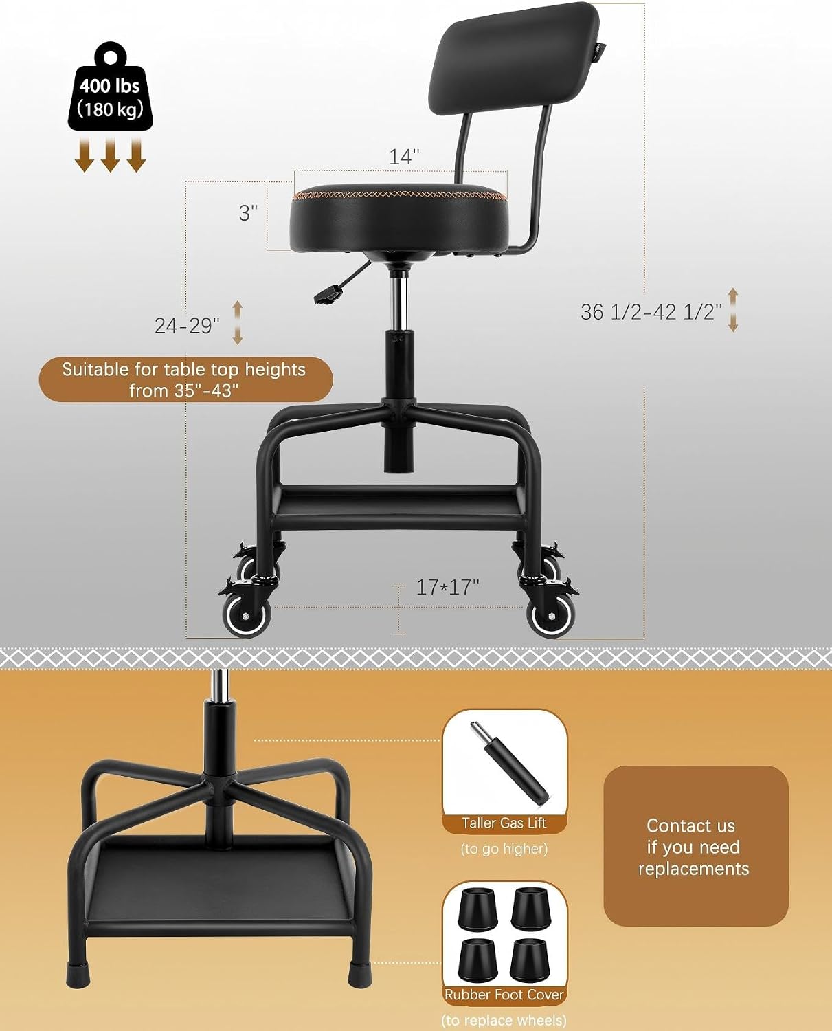 Rolling Garage Shop Stool With - Mechanical Tools In Workshop ulasan dan harga